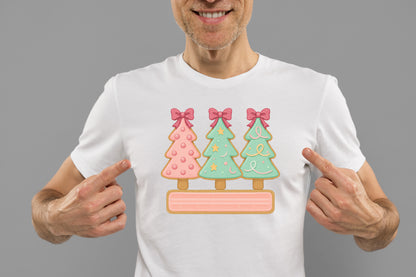 Cute Christmas Tree PNG Pink Green Pastel Holiday Sublimation