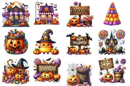 Halloween Candy Clipart PNG Bundle | Cute Halloween Candy PNG, Trick or Treat Clipart