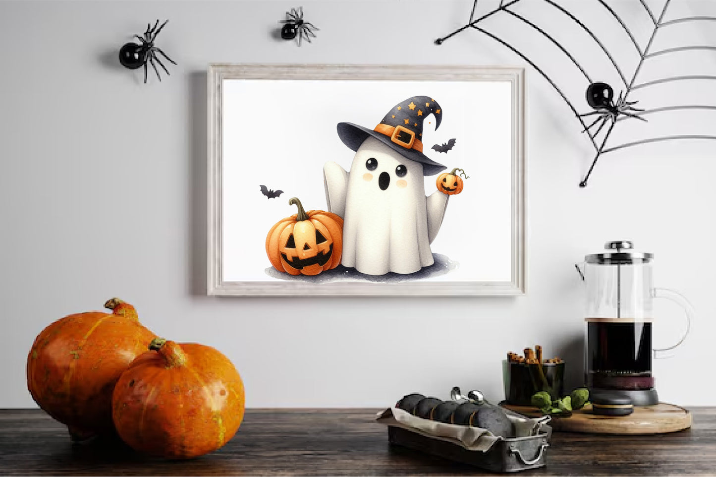 15 Halloween Ghost Watercolor PNG Bundle Cute Witch Pumpkin Spooky Clipart
