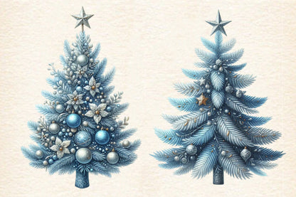 Blue Christmas PNG Bundle | Watercolor Blue Christmas Clipart, Snowman, Deer, Gifts & Winter Holiday Graphics