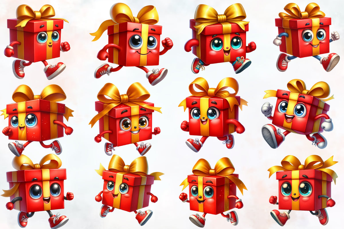 28 Christmas Gift Box PNG Clipart Bundle Watercolor Cute Holiday Present