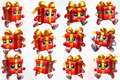 28 Christmas Gift Box PNG Clipart Bundle Watercolor Cute Holiday Present