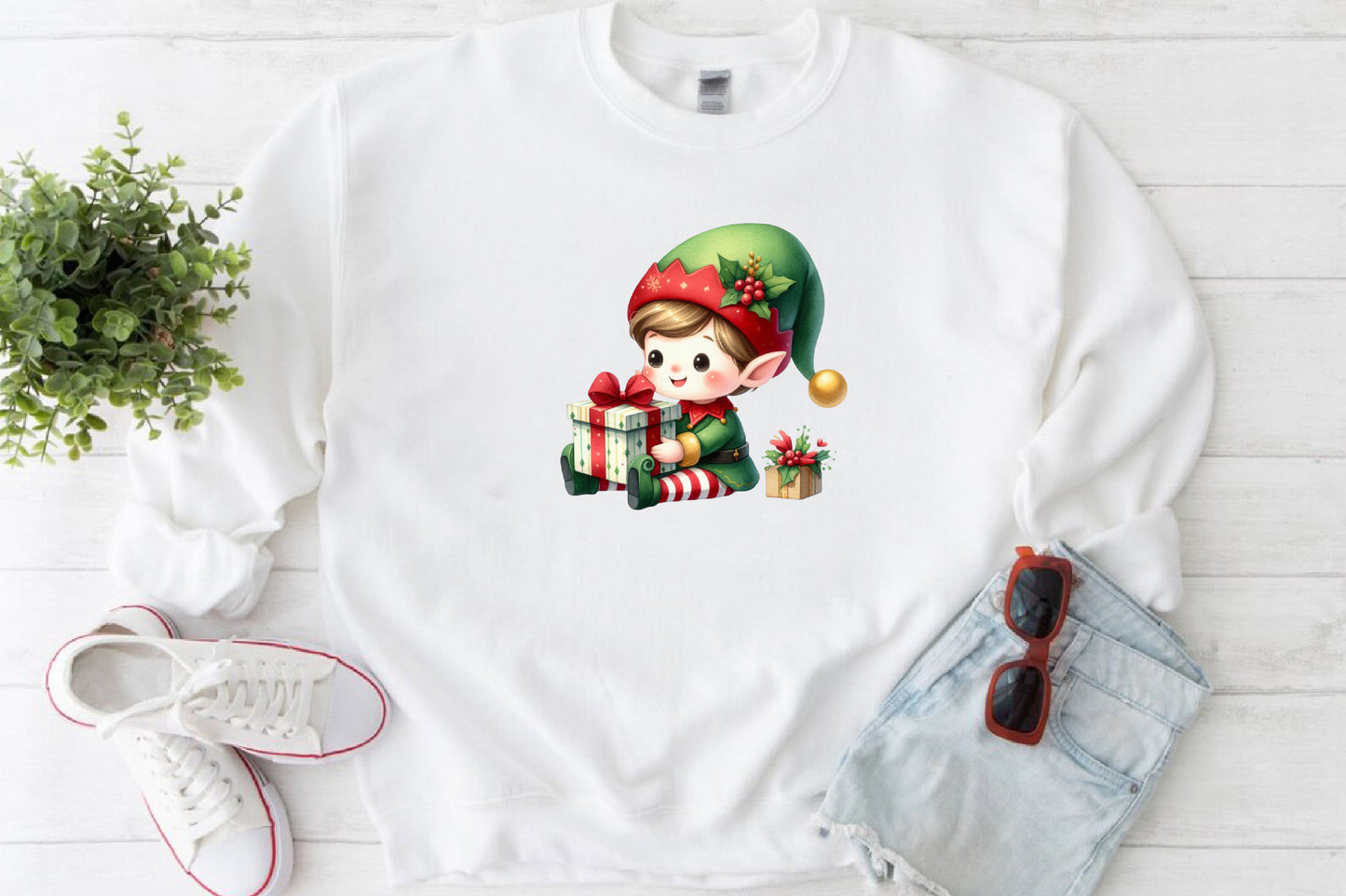 Christmas Cute Elves PNG Bundle | Watercolor Christmas Elf Clipart, Cute Santa Elves & Festive Holiday Sublimation