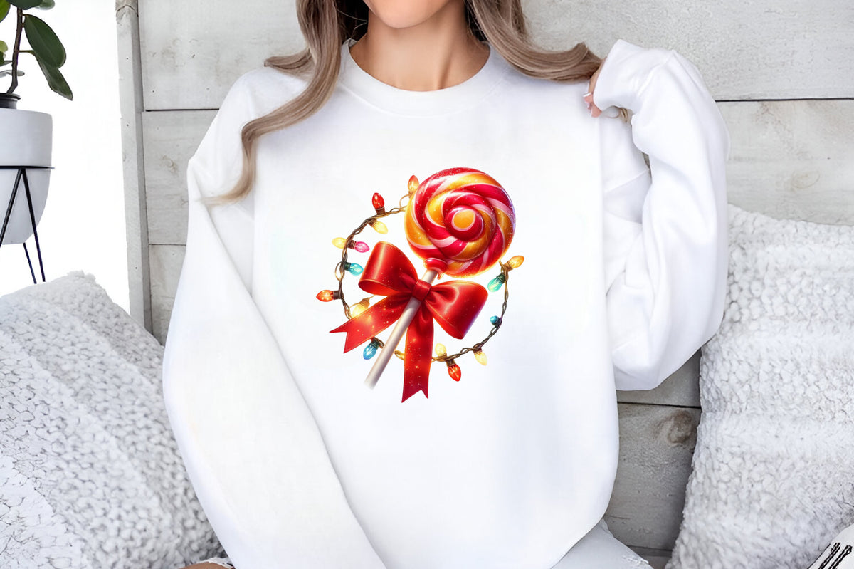 18 Christmas Candy Lollipop PNG Clipart Bundle Watercolor Red Bow Holiday