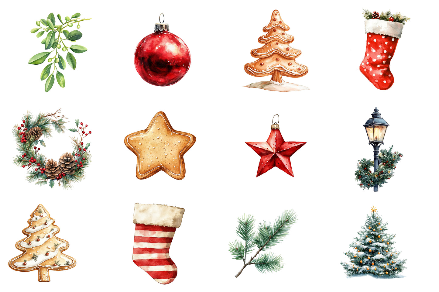 Christmas Clipart PNG Bundle | Winter Christmas Village & Holiday Decor | Christmas Sublimation