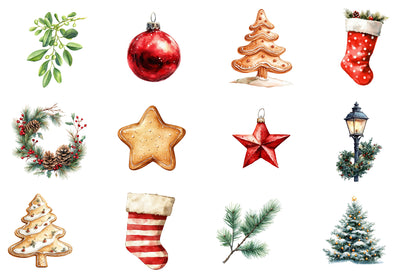 Christmas Clipart PNG Bundle | Winter Christmas Village & Holiday Decor | Christmas Sublimation