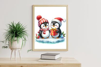 Christmas Penguin PNG Bundle | Watercolor Christmas Penguin, Cute Winter Penguin & Holiday Penguin Clipart