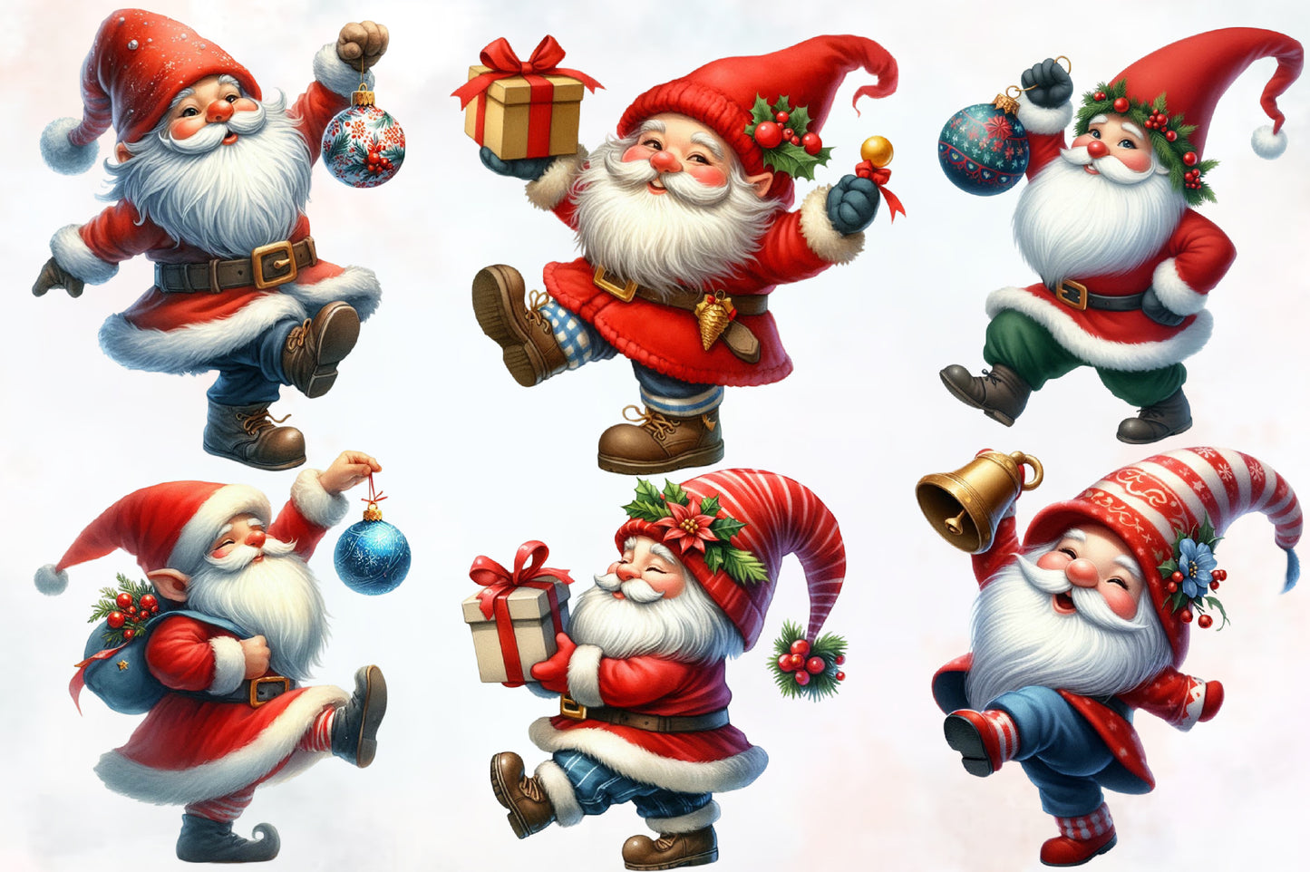 Christmas Break Dancing Gnome Clipart PNG Bundle | Funny Santa Gnome Christmas | Dancing Gnome Sublimation