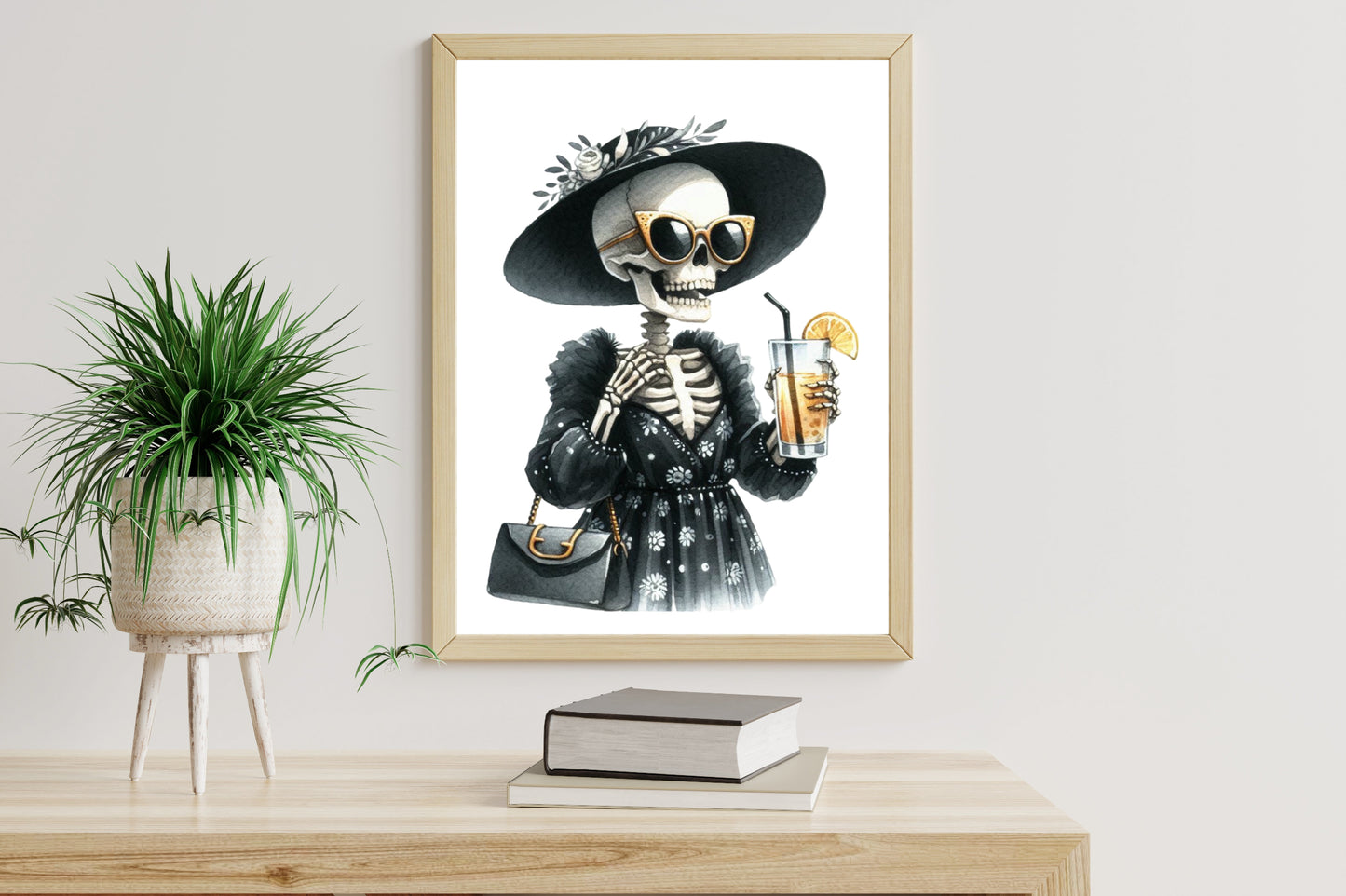 26 Watercolor Halloween Drinking Skeleton PNG Bundle Gothic Spooky Skeleton Clipart