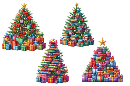 Christmas Tree Clip Art PNG Bundle | Watercolor Christmas Tree Clipart | Cute Festive Holiday Tree Sublimation PNG