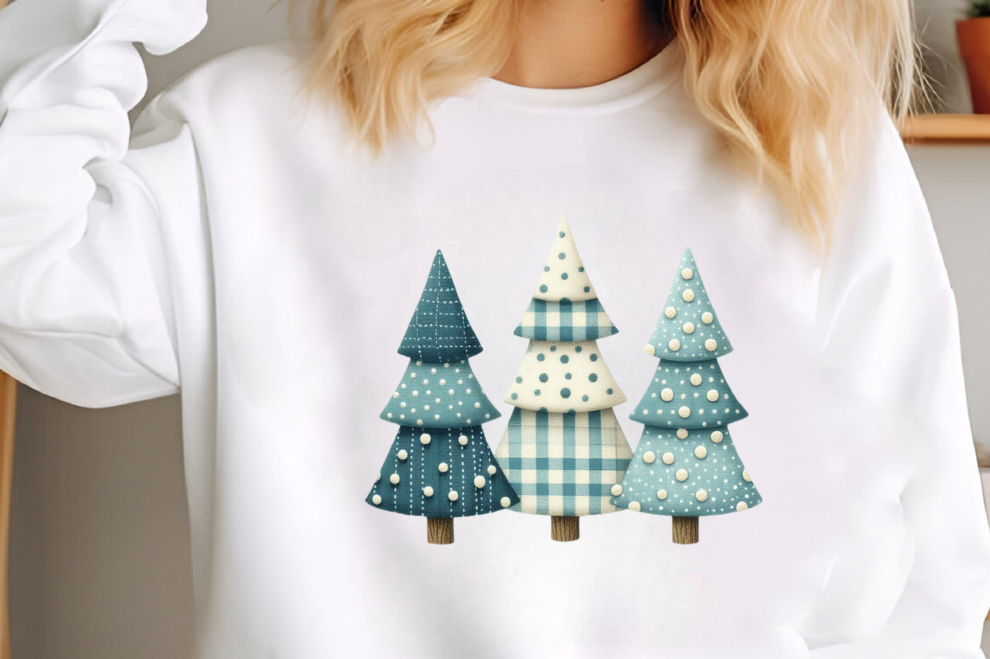 Watercolor Christmas Trees PNG Bundle Blue Plaid Holiday Trees