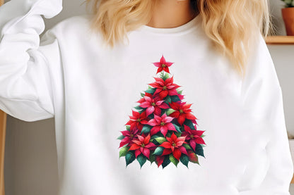 Watercolor Floral Christmas Tree PNG Bundle 16 Christmas Tree Clipart