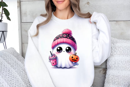 Halloween Ghost Coffee Pumpkin PNG Bundle | Cute Kawaii Ghost, Pumpkin & Coffee Halloween Clipart