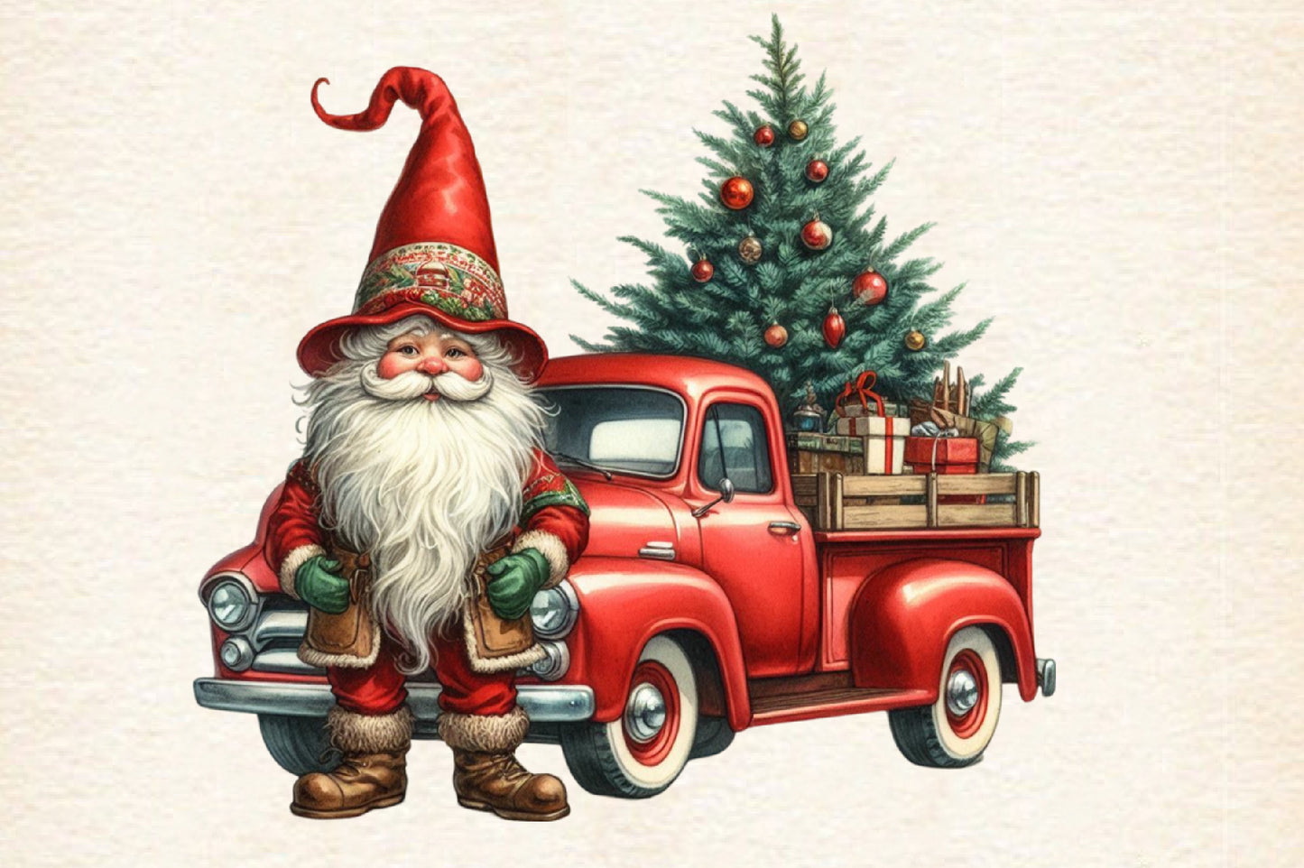 Christmas Gnome PNG Clipart Bundle | Watercolor Christmas Gnomes, Santa Gnome & Holiday Gnome Clipart