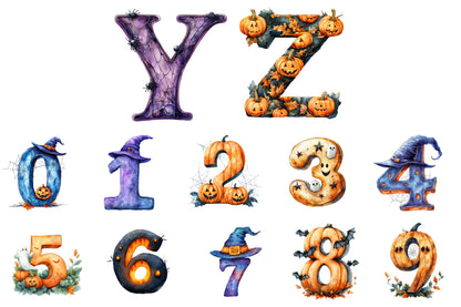 Halloween Alphabet Clipart PNG Bundle | Spooky Halloween Letters A-Z, Gothic Alphabet PNG