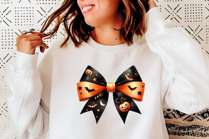 34 Orange Black Halloween Bow PNG Bundle Cute Spooky Ribbon Clipart