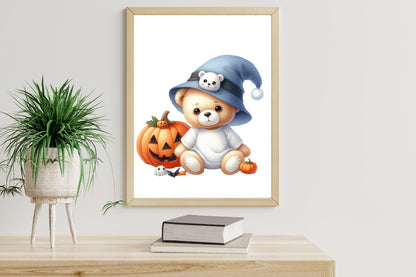 25 Watercolor Halloween Teddy Bear PNG Bundle Cute Bear Clipart