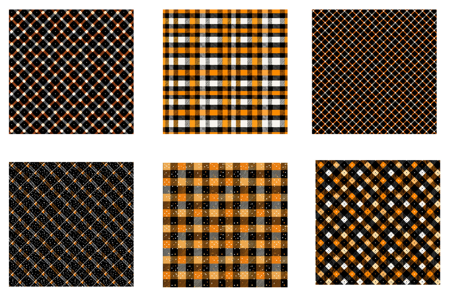 Halloween Digital Paper PNG | Black Orange Plaid Pattern, Halloween Scrapbook Paper