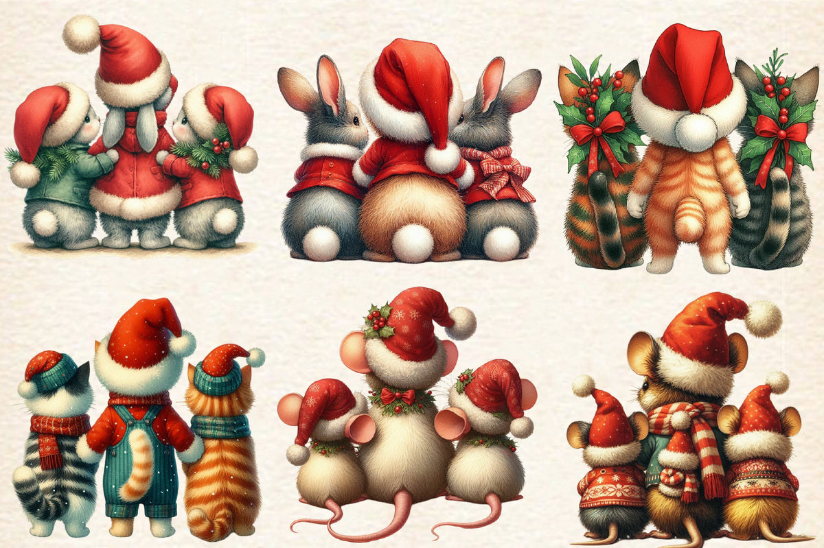 28 Christmas Pets PNG Sublimation Bundle Cute Holiday Cat Dog Mouse Bird
