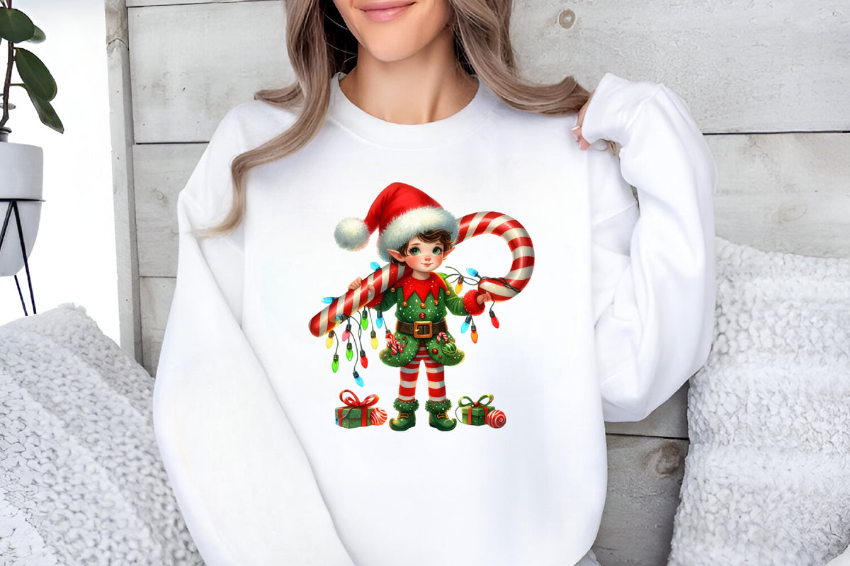Funny Christmas Elf PNG Bundle Watercolor Cute Holiday Elf Clipart