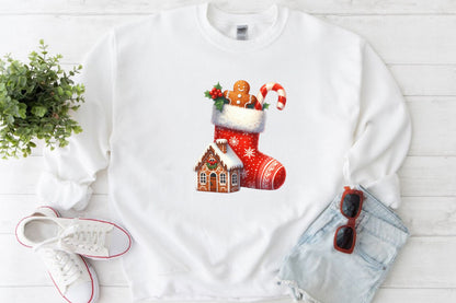 Christmas Stocking House PNG Bundle | Watercolor Christmas Stocking, Gingerbread Stocking & Holiday Stocking Clipart
