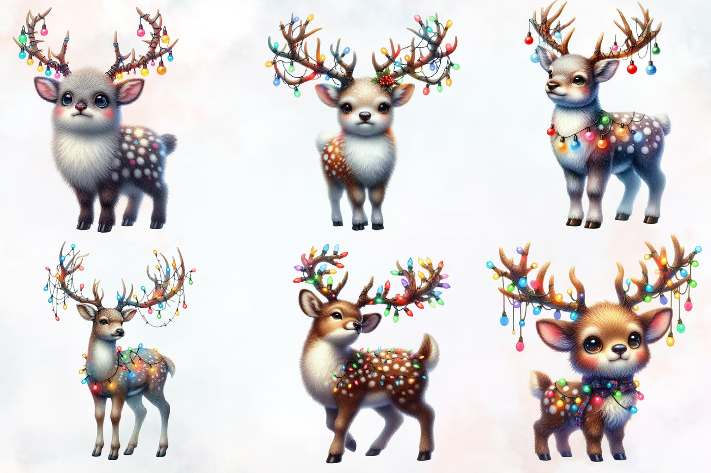 Watercolor Christmas Deer PNG Bundle 31 Festive Reindeer Clipart