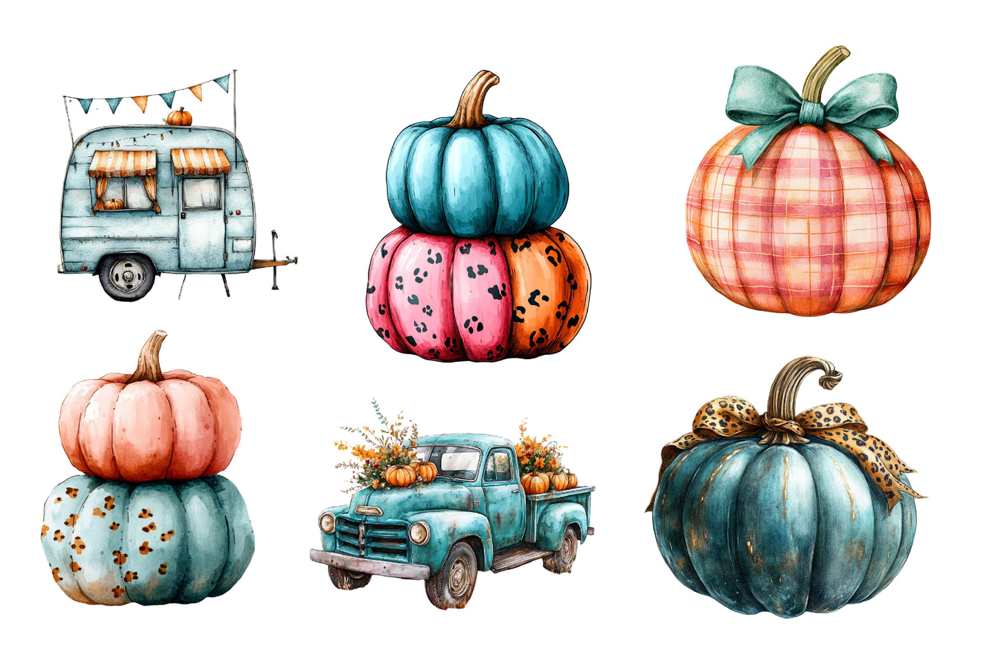 Whimsy Fall Clipart PNG Bundle | Cute Autumn Pumpkin, Fox, Mushroom, Leaves & Cozy Cottage Clipart