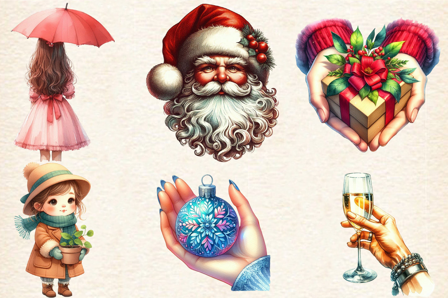 Christmas Winter Sublimation PNG Bundle 28 Watercolor Winter Clipart