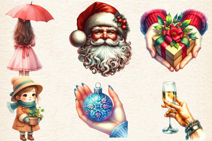 Christmas Winter Sublimation PNG Bundle 28 Watercolor Winter Clipart