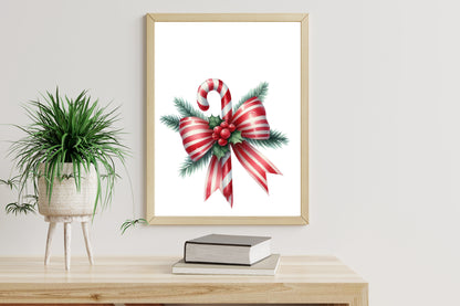 21 Christmas Candy Cane Bow PNG Bundle Red White Holiday Bow Clipart
