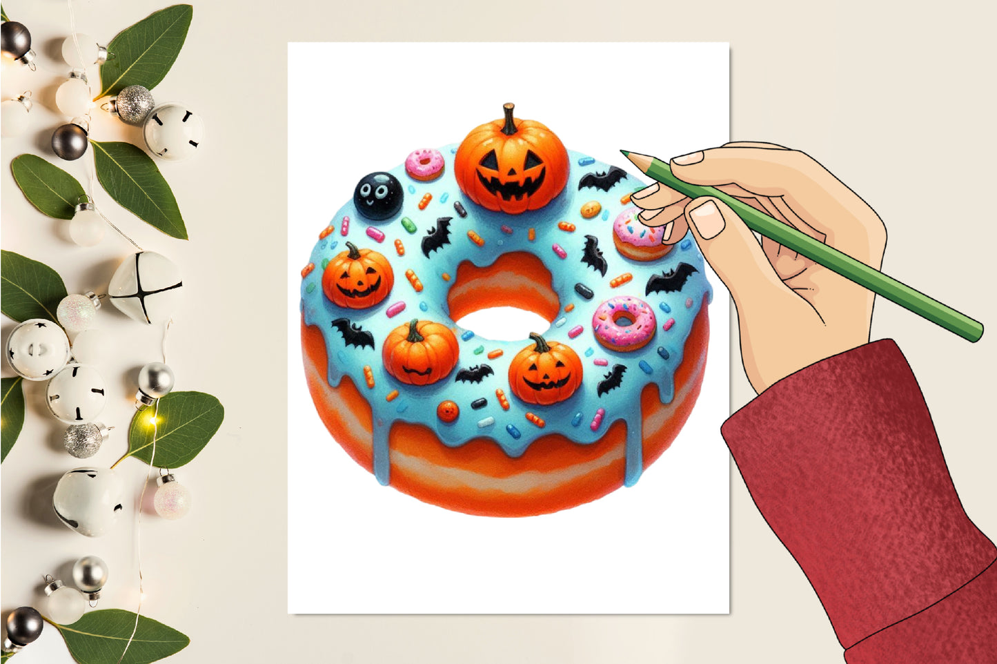 38 Halloween Donut PNG Bundle Watercolor Spooky Donuts Clipart