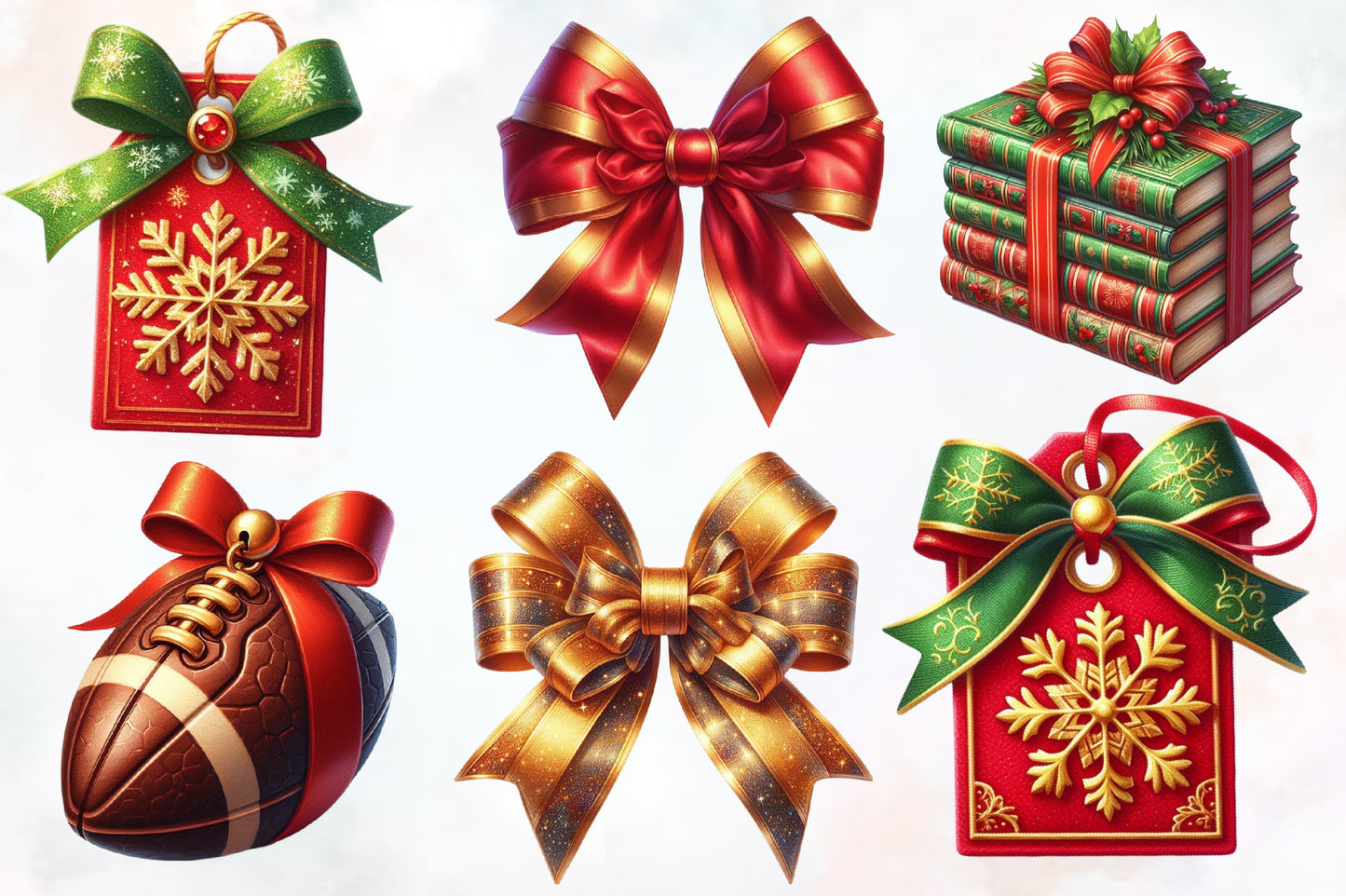 Watercolor Christmas Wrapping Supplies Clipart PNG Bundle | Gift Boxes, Bows & Holiday Packaging Designs