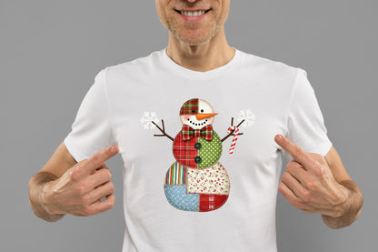 Patchwork Snowman Christmas Sublimation PNG