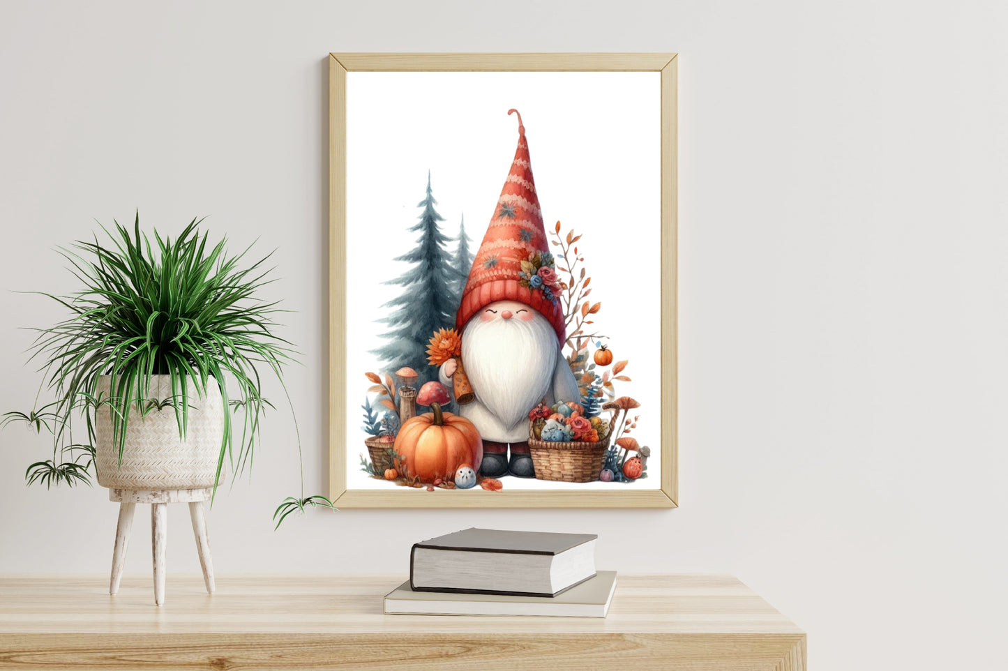 27 Watercolor Autumn Gnomes PNG Cute Fall Gnome Pumpkin Woodland Clipart