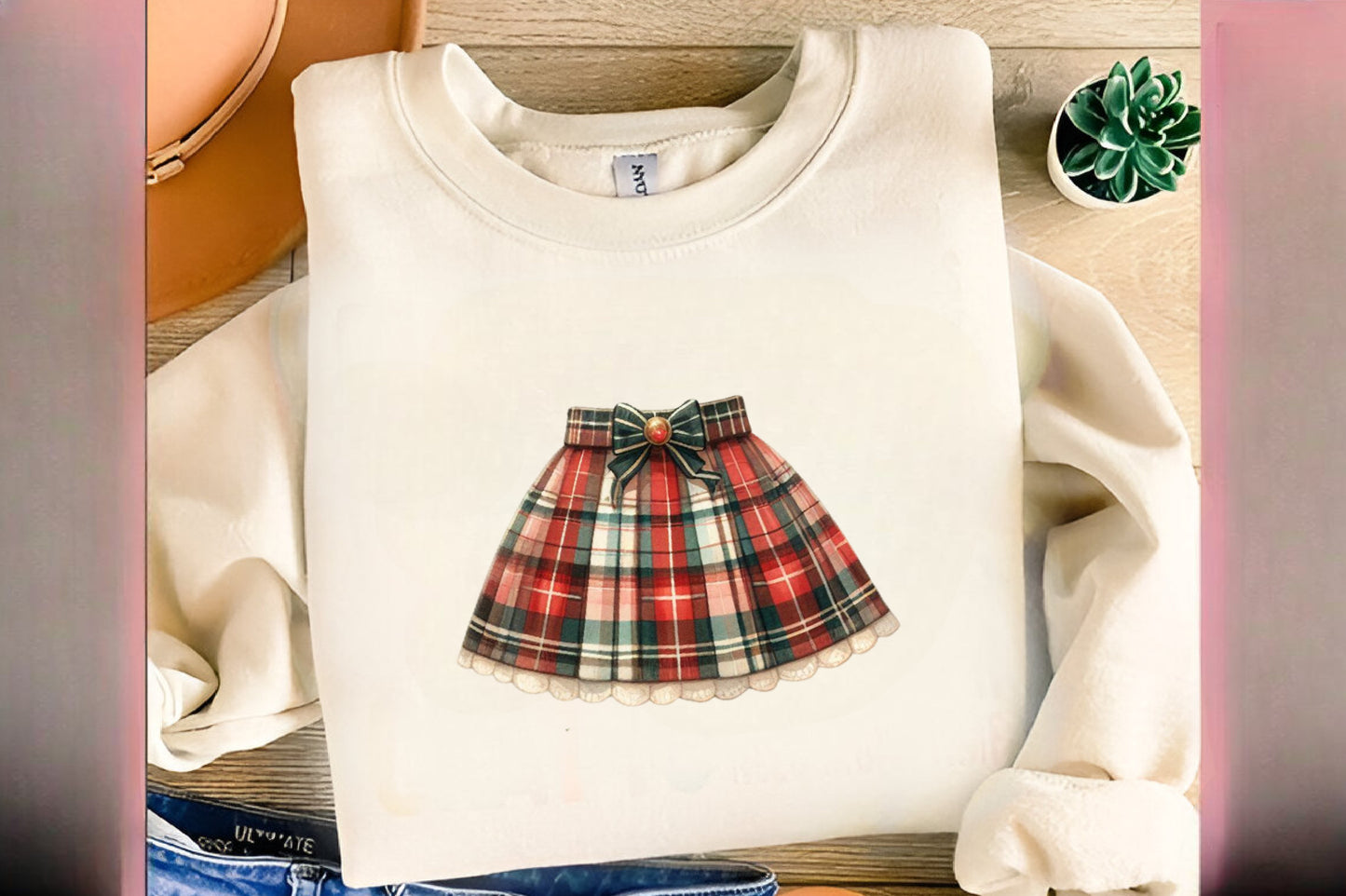 29 Watercolor Christmas Plaid Skirt PNG Bundle Tartan Holiday
