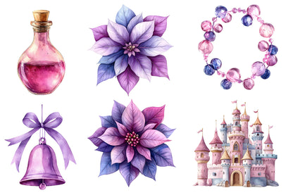 Christmas Fairy Clip Art PNG Bundle | Watercolor Magical Christmas Fairy Clipart | Holiday Fairy Sublimation PNG
