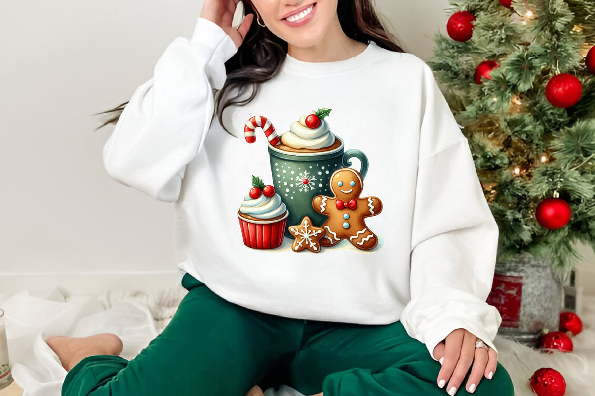 17 Christmas Gingerbread Coffee PNG Clipart Bundle Watercolor Holiday Coffee