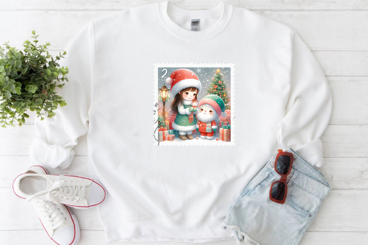 Christmas Girl Postage Stamps PNG Bundle | Watercolor Christmas Girl Stamp Clipart, Holiday Winter Girls & Festive Postage