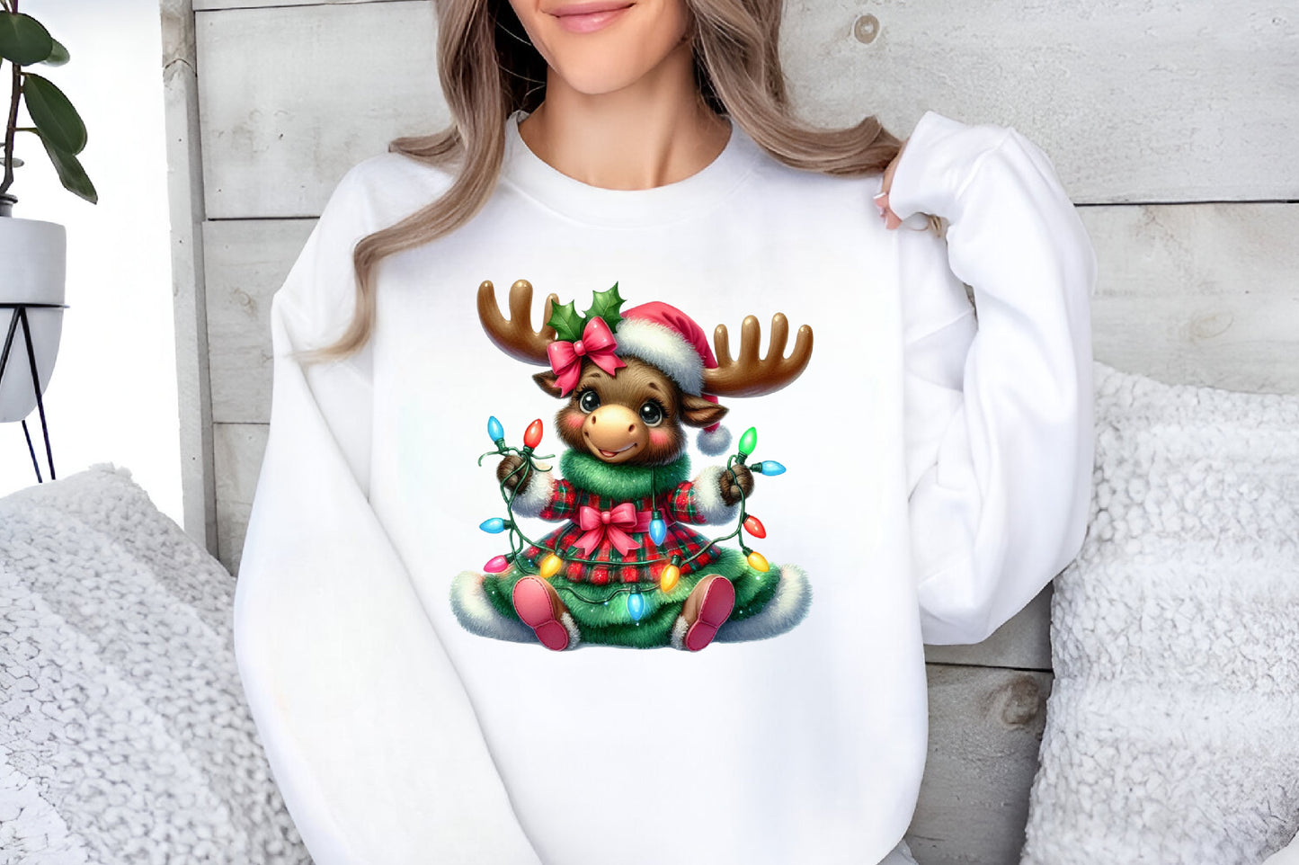 30 Christmas Moose PNG Watercolor Clipart Bundle Festive Reindeer Moose