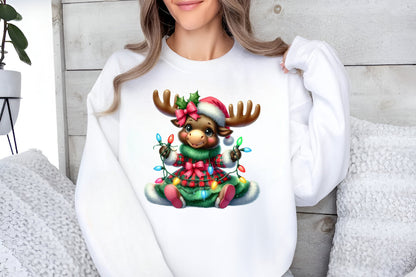 30 Christmas Moose PNG Watercolor Clipart Bundle Festive Reindeer Moose