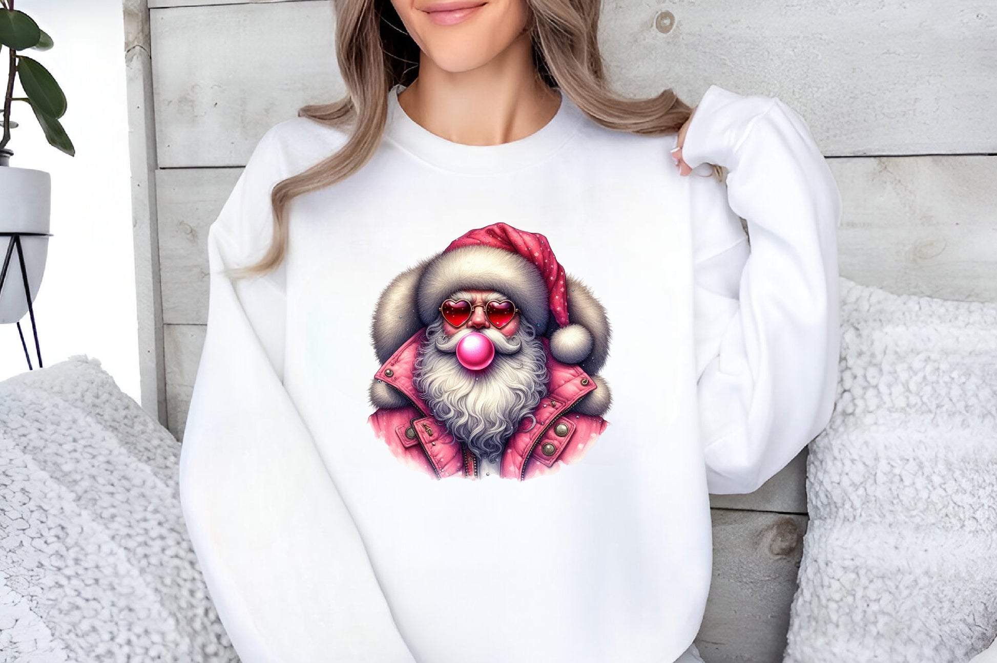 Pink Santa Christmas PNG Cute Kawaii Holiday Clipart