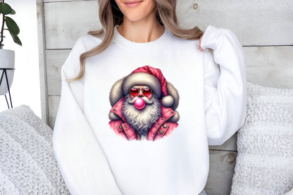 Pink Santa Christmas PNG Cute Kawaii Holiday Clipart