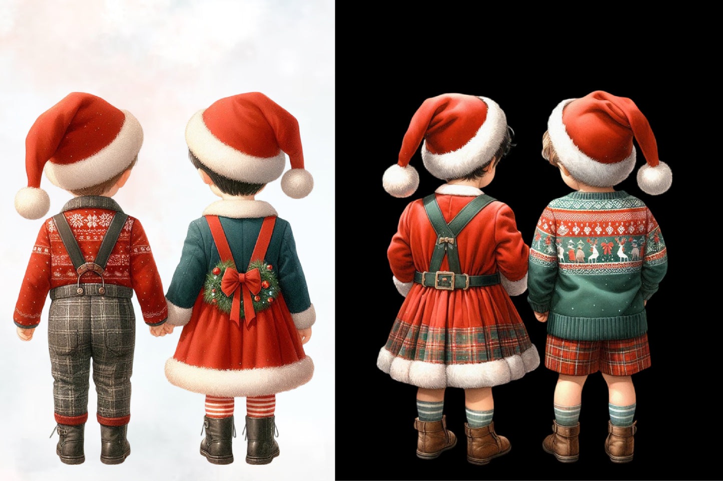 Best Friends Christmas PNG Bundle | Watercolor Christmas Friends Clipart, Holiday Couple & Matching Christmas PNG