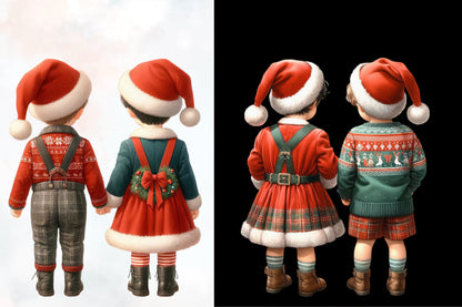 Best Friends Christmas PNG Bundle | Watercolor Christmas Friends Clipart, Holiday Couple & Matching Christmas PNG