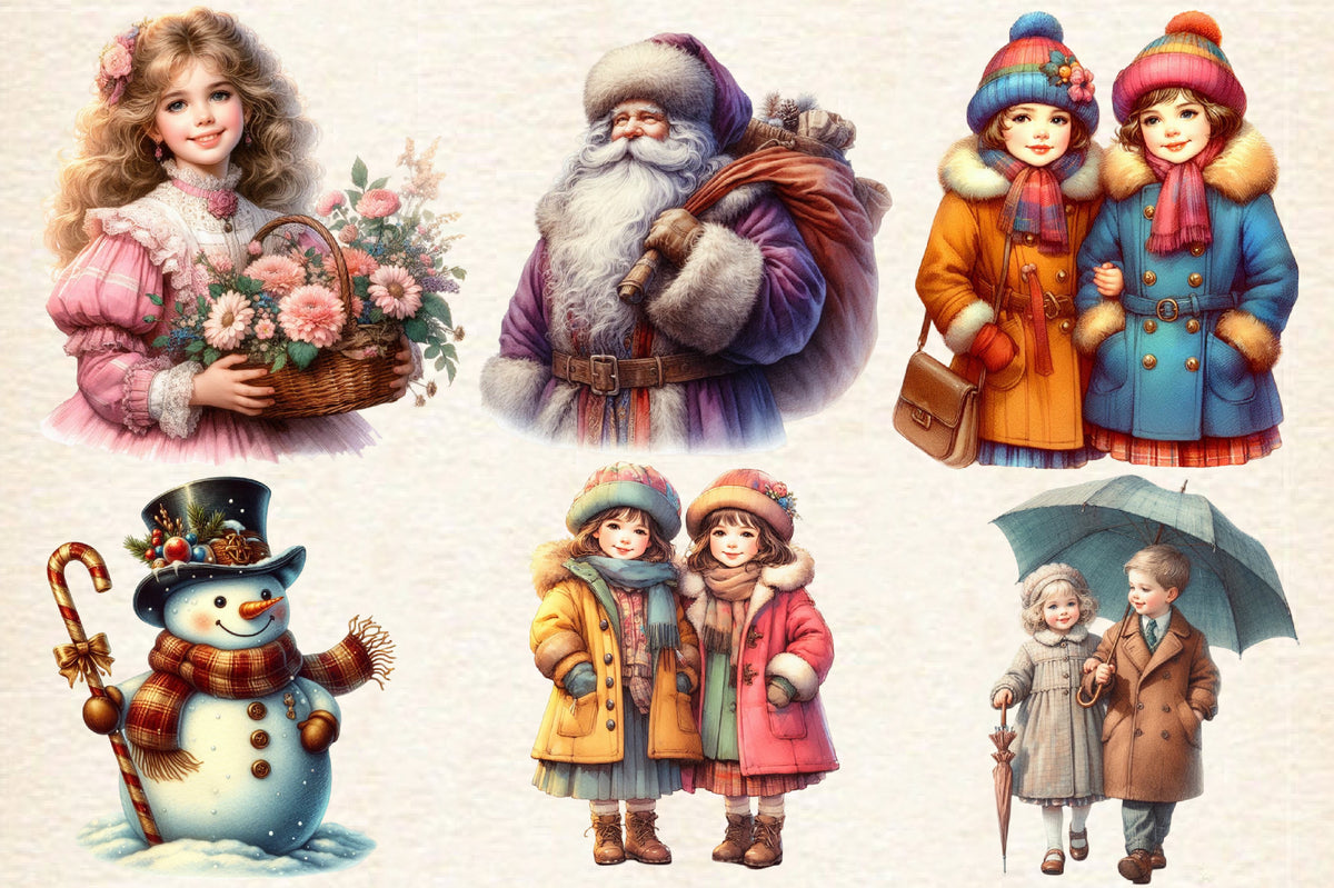 Christmas Vintage Sublimation PNG Bundle Good Old Christmas Vintage Clipart