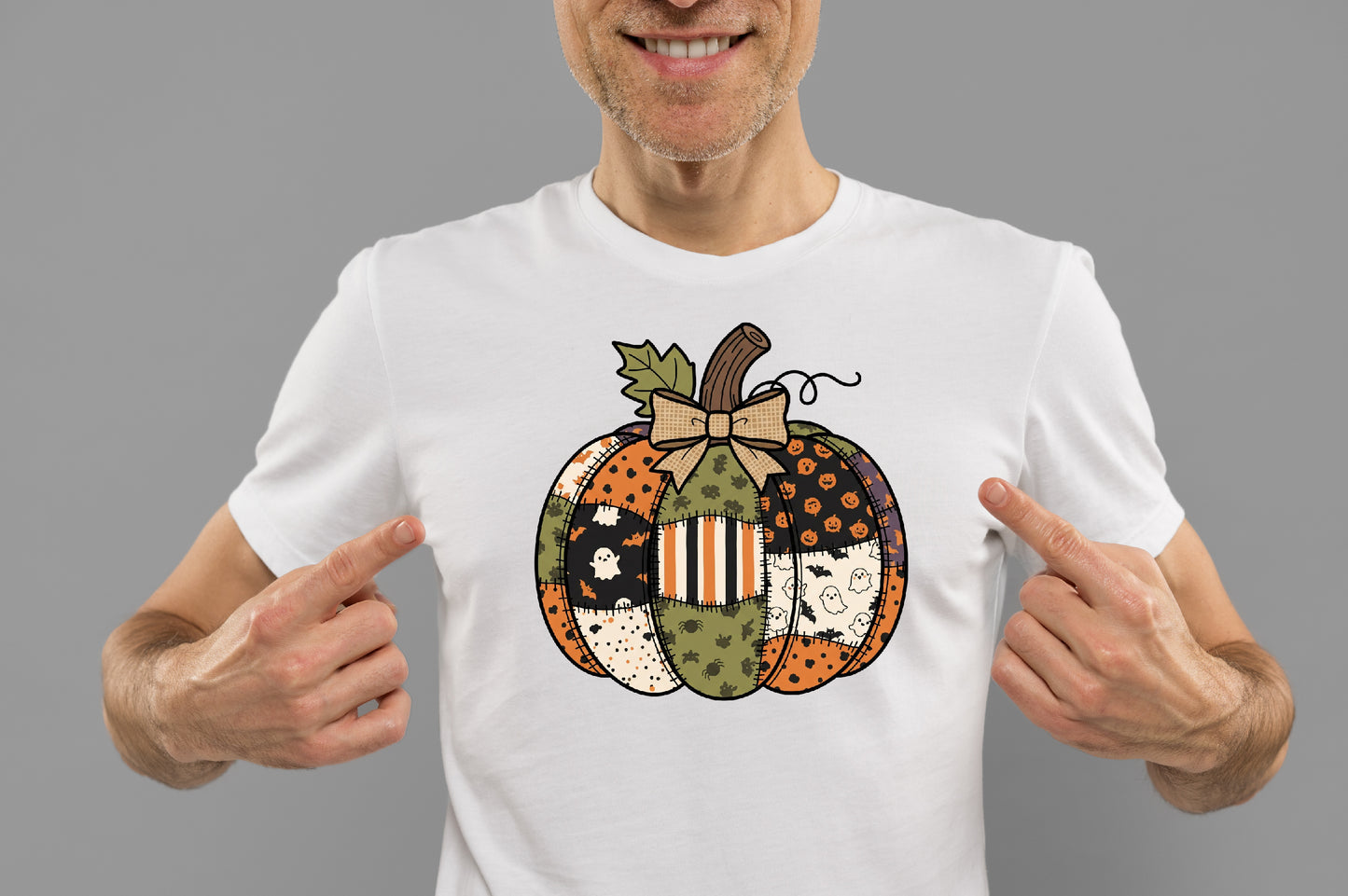 Patchwork Halloween Pumpkin Sublimation PNG