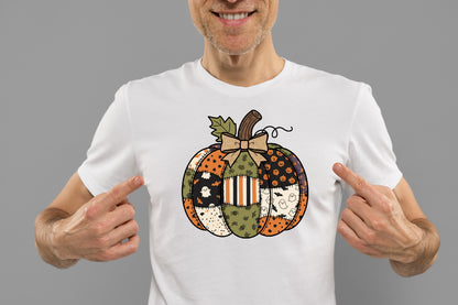 Patchwork Halloween Pumpkin Sublimation PNG