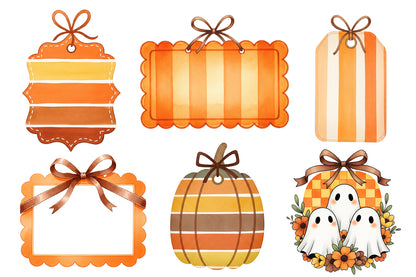 Coquette Fall Halloween PNG Bundle | Orange Plaid, Bows, Ghosts, Pumpkins & Leopard Clipart,