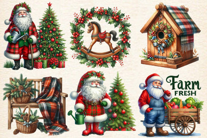 Watercolor Warm Rustic Christmas PNG Bundle 18 Holiday Clipart