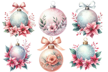 Christmas Ornaments Clipart PNG Bundle | Watercolor Festive Christmas Ornament Clipart | Holiday Ornament Sublimation PNG
